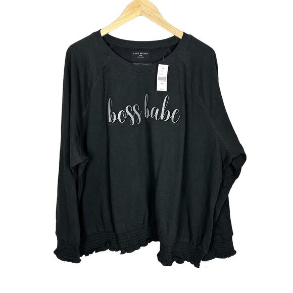 Lane Bryant Boss Babe Graphic Crewneck Black Sweatshirt Size 26/28 NWT - Picture 2 of 7
